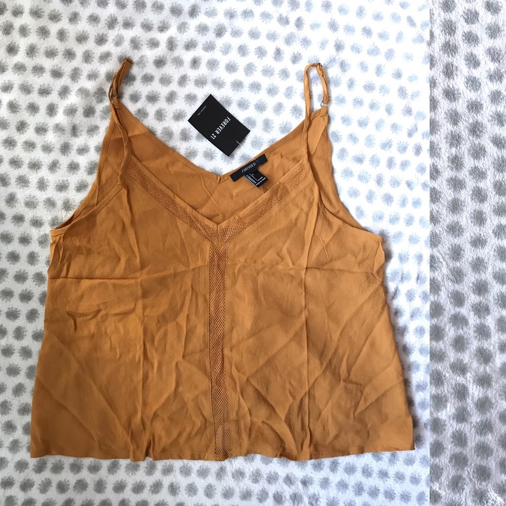 Mustard cropped tank top - large